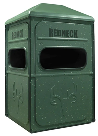 Redneck 4'x4' Solo Hunter blind in green, three-quarter view.